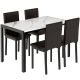 Dora 5-Piece Rectangle Faux Marble Wood Top White Dining Table Set