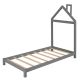House-Shaped Headboard Platform Bed, Solid Wood Twin Bed Frame with Slat Support, No Box Spring Needed ( Gray )