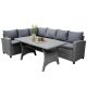 Gray 3-Pieces PE Rattan Wicker Patio Conversation Sectional Seating Set w/ Gray Cushions All-Weather