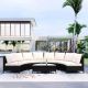5-Piece Wicker Patio Conversation Sectional Seating Set Half-Moon Sofa Set with Beige Cushions