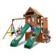 Swing-N-Slide Playsets KnightsBridge Deluxe Wood Complete Swing Set with Wood Roof and Cool Wave Slide