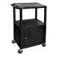 Luxor 24-inch x 18-inch x 42 in A/V Utility Cart w/ 3 Shelves and Locking Cabinet in Black