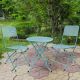 3-Piece Blue Patio Premium Steel Bistro Set with Foldable Table and Chairs