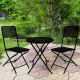 3-Piece Black Patio Premium Steel Bistro Set with Foldable Table and Chairs