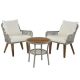 3-Piece Woven-Rope Patio Conversation Set with Gray Rope and Beige Cushion