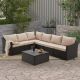 7-Piece PE Wicker Patio Conversation Set with with Adjustable Bracket and Khahi Cushion