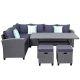DIRECT WICKER Smith Gray 5-pc Wicker Outdoor Conversation Set Dining Table Chair with Gray Cushions and Pillows