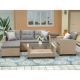 Modern 4-Piece Taupe Wicker Outdoor Sectional Sofa with Brown Cushions