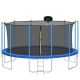 16 ft. Blue Pole Trampoline for Kids with Safety Enclosure Net