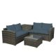 Gray 4-Piece Wicker Outdoor Sectional Set with Gray Cushions WYB225-3