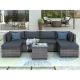 Deep seating High End 7-Piece Gray Wicker Outdoor Sectional Set with Extra Thick Gray Cushions