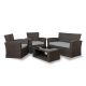 Westin Outdoor Hudson 4-Piece Rattan Wicker Patio Conversation Set with Gray Cushions