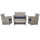 LAUREL CANYON Classic Gray 4-pc Wicker Patio Conversation Set with Navy Cushions