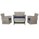 LAUREL CANYON Classic Gray 4-Piece Wicker Patio Conversation Set w/ Navy Cushions