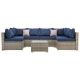LAUREL CANYON Classic Gray 7-pc Wicker Sectional Seating Set with Navy Cushions