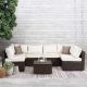 LAUREL CANYON Brown 7-pc Wicker Sectional Seating Set with Beige Cushions Dack