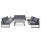 6-Piece Aluminum Patio Conversation Set with Gray Cushions