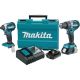 Makita 18 Volt LXT Lithium-Ion Brushless Cordless Hammer Drill and Impact Driver Combo Kit (2-Tool) w/ (2) 2Ah Batteries, Case