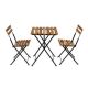 Inner Decor Yah Black Frame 3-Piece Teak Wood Folding Outdoor Bistro Set with Navy Blue Cushion