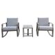 3-Piece Metal Square 18 in. H Rocker Outdoor Bistro Set with Gray Cushion