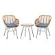 Wateday 3-Piece Wicker Round Short Outdoor Bistro Set with Navy Cushion