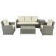 Wateday 5-Piece Wicker Patio Conversation Sectional Seating Set with Beige Cushions YJ-BFBS355S