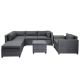 8-Piece Wicker Patio Conversation Sectional Seating Set with Gray Cushions