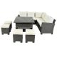 8-Piece Wicker Patio Conversation Sectional Seating Set with Beige Cushions YJ-BFBS372S