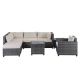 8-Piece Wicker Patio Conversation Sectional Seating Set with Beige Cushions YJ-BFBS373S