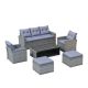 Willit Gray 6-Piece Wicker Patio Conversation Sectional Seating Set with Gray Cushions