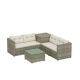 Wateday 4-Piece Wicker Patio Conversation Sofa Seating Set with Beige Cushions, Storage Box
