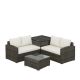 Wateday 4-Piece Wicker Patio Conversation Sofa Seating Set with Beige Cushions