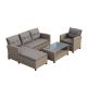 Wateday 4-Piece Wicker Patio Conversation Sectional Seating Set with Gray Cushions YJ-BFBS447S