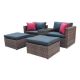 Wateday 5-Piece Wicker Patio Conversation Sectional Seating Set with Black Cushions