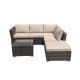 Wateday 4-Piece Wicker Patio Conversation Sectional Seating Set with Brown Cushions