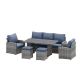 Wateday Gray 6-Piece Wicker Patio Conversation Sectional Seating Set with Gray Cushions