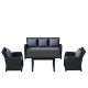 Wateday Black 4-Piece Wicker Patio Conversation Sectional Seating Set with Gray Cushions