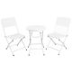 White 3-Piece Metal Folding Outdoor Bistro Set