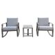 3 Piece Metal Outdoor Bistro Rocker Set Chair and Teapoy with Gray Cushion YY-WY-83