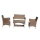 4-Piece Rattan Outdoor Conversation Seating Set with White Cushions and Patio Tempered Glass Table
