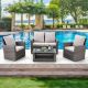 4-Piece Gray Wicker Rattan Outdoor Sectional Sofa Set with Gray Cushions for Backyard, Poolside, Deck