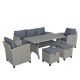 Gray 6-Piece Metal Wicker Outdoor Sectional Set w/ Gray Cushions - ZQ-THDBT0221AZJ