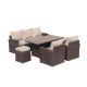 6-Piece Wicker Outdoor Sectional Set Sofa Brown with Brown Cushions
