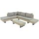 3-Piece Wicker Outdoor Sectional Set Gray with Gray Cushions