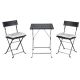Black 3-Piece Wicker Outdoor Bistro Set with Beige Cushions