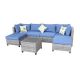 Gray 6-Piece Wicker Metal Outdoor Sectional Set with Blue Cushions