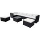 Black 9-Piece Wicker Metal Outdoor Sectional w/ Beige Cushions