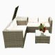 Grey 4-Piece Wicker Outdoor Sectional Set w/ Creme Cushions