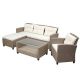 Brown 4-Piece Wicker Outdoor Sectional Set w/ Beige Cushions - ZZQ-THDPF67SZJ