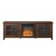 Walker Edison - Traditional Glass Door Cabinet Fireplace TV Stand for Most TVs up to 85in. - Dark Walnut